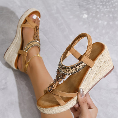 Sandales Coin Élastiques Brillantes Espadrille Femme