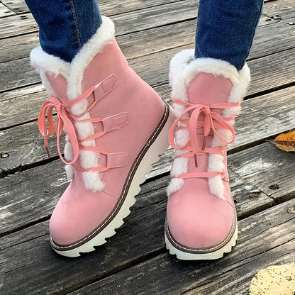 Bottes de neige d'hiver doublées de peluche femmes