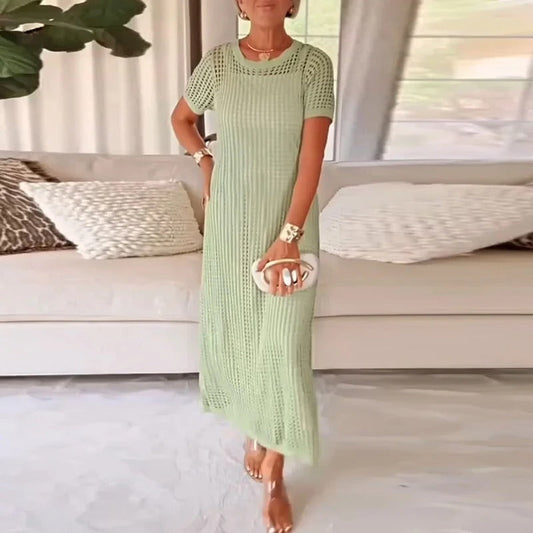 Robe Chic Deux-Pièces à Découpes avec Col Rond