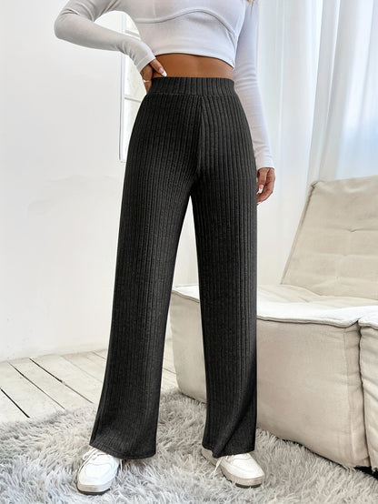 Pantalon Large Côtelé Élastique Élégant Femme