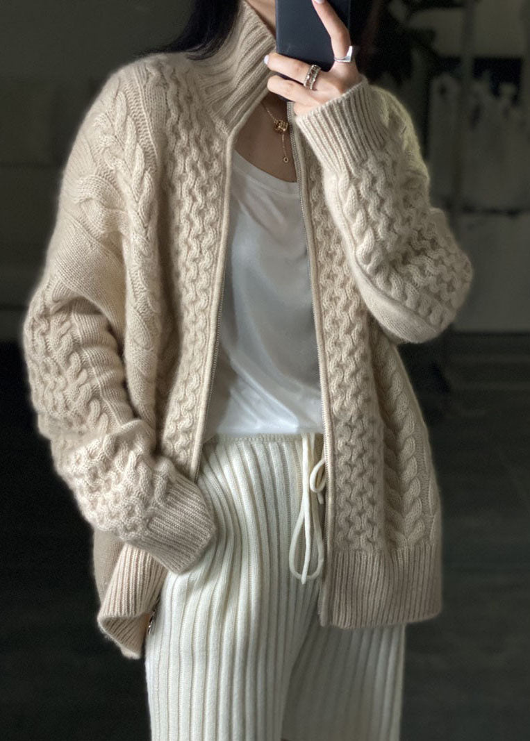 Pull Beige Oversize à Motifs pour Femmes