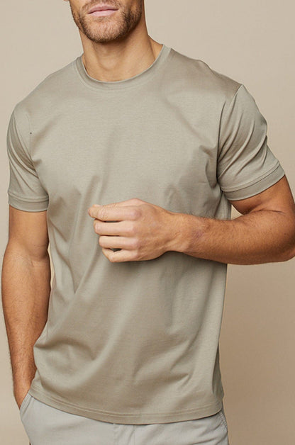 T shirt Taupe Luxe en Coton Mercerisé Hommes