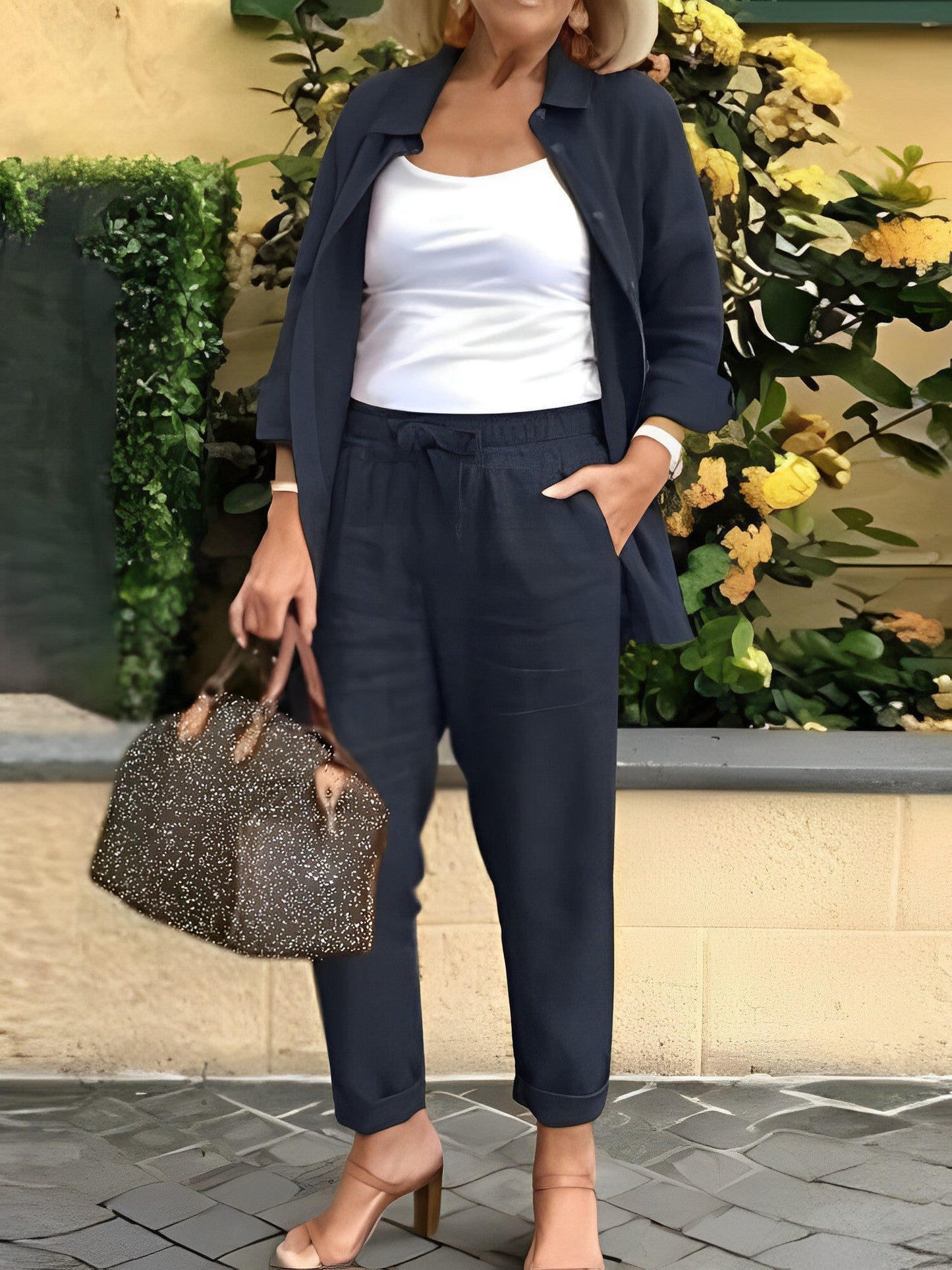 Ensemble Fluide Chemise Boutonnée Manches Longues et Pantalon