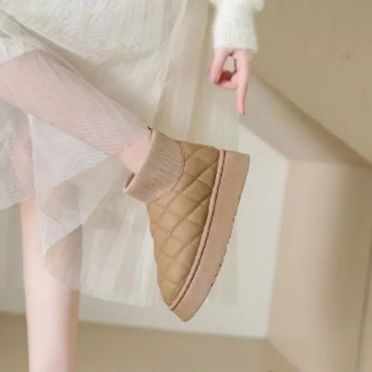 Chaussons en tricot douillet avec semelle épaisse et doublure chaude