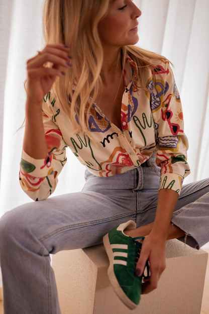 Blouse Chemise Légère à Motifs