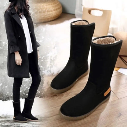 Bottes Hautes en Velours et Fourrure pour Femmes