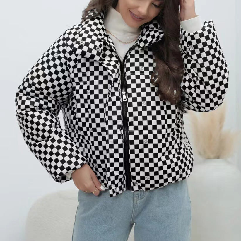 Veste matelassée coupe-vent pour femme avec col montant