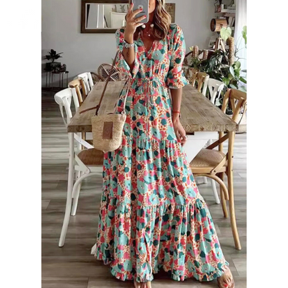 Robe Maxi Elegante Fleurie pour Femme