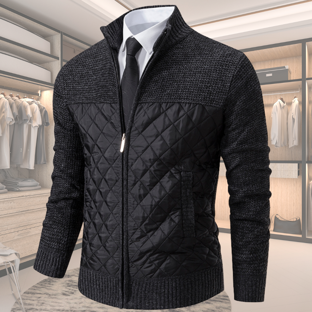 Veste Zippée en Tricot Matelassé Elégante pour Homme