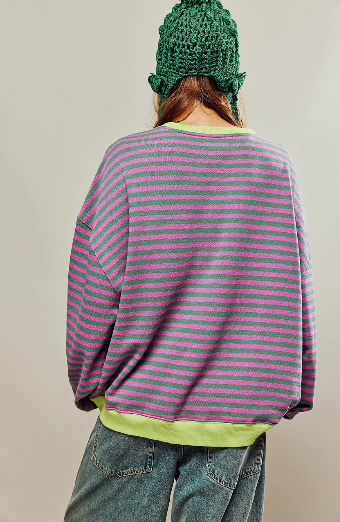 Pull Ample Oversize Rayé pour Femmes