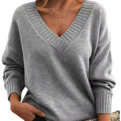 Pull Décontracté Doux Luxe pour Femme à Col en V