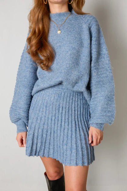 Ensemble de Pull et Jupe Plissée Mini Stylée Femmes