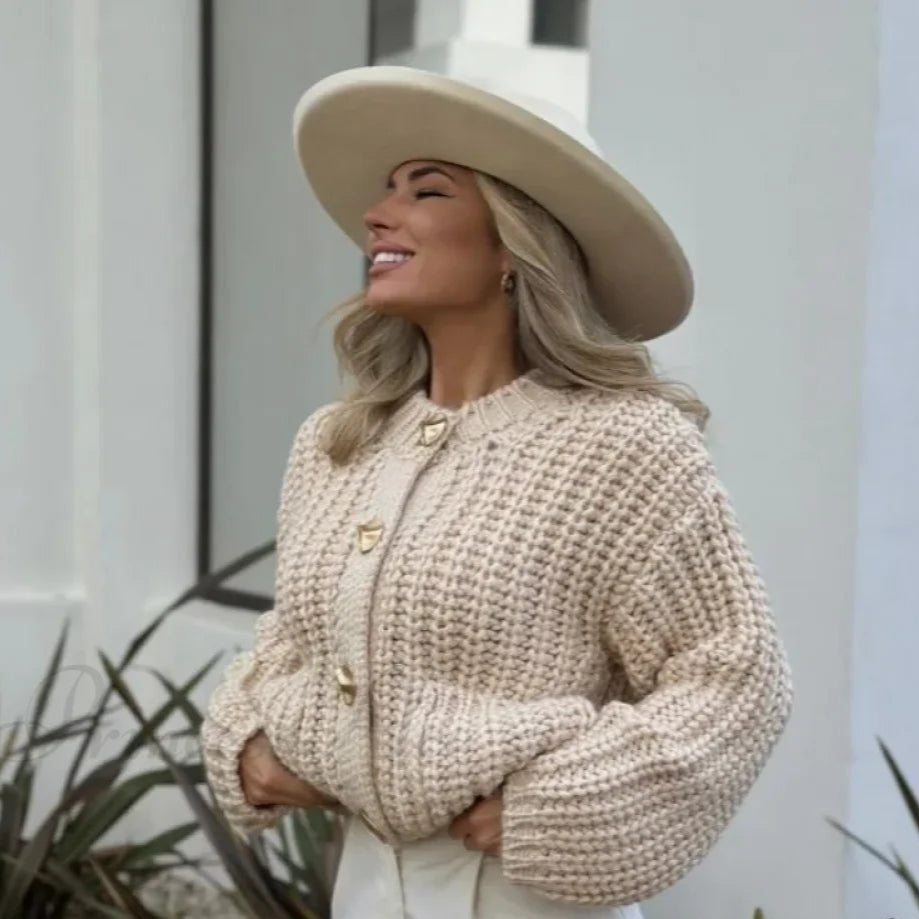 Cardigan décontracté en tricot torsadé uni confortable