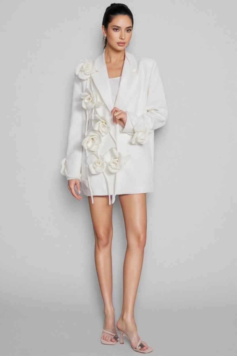 Blazer ajusté à revers floral