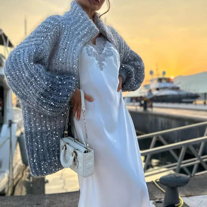 Cardigan en maille scintillante avec paillettes glitter