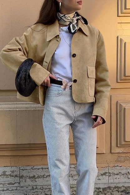 Veste décontractée à boutons avec col rabattu