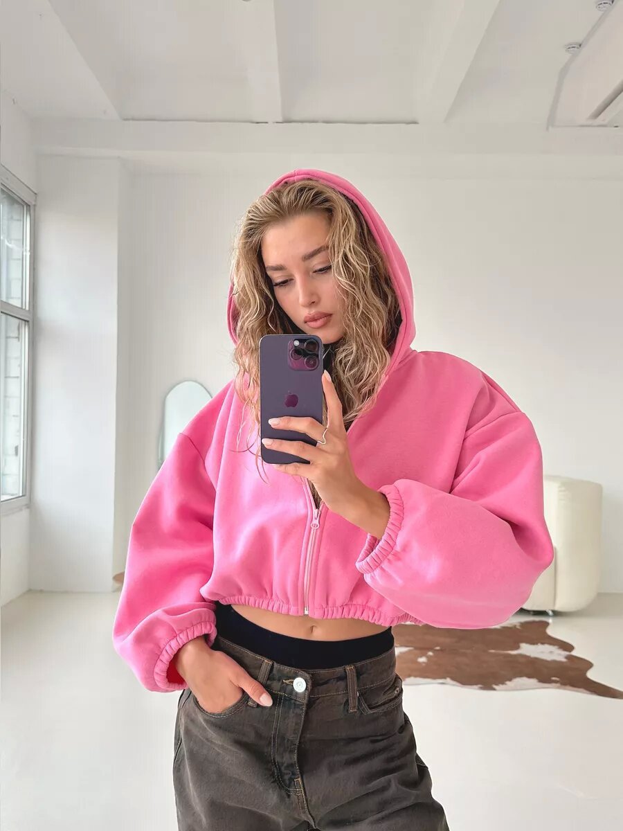 Veste à capuche sportive courte légère décontractée