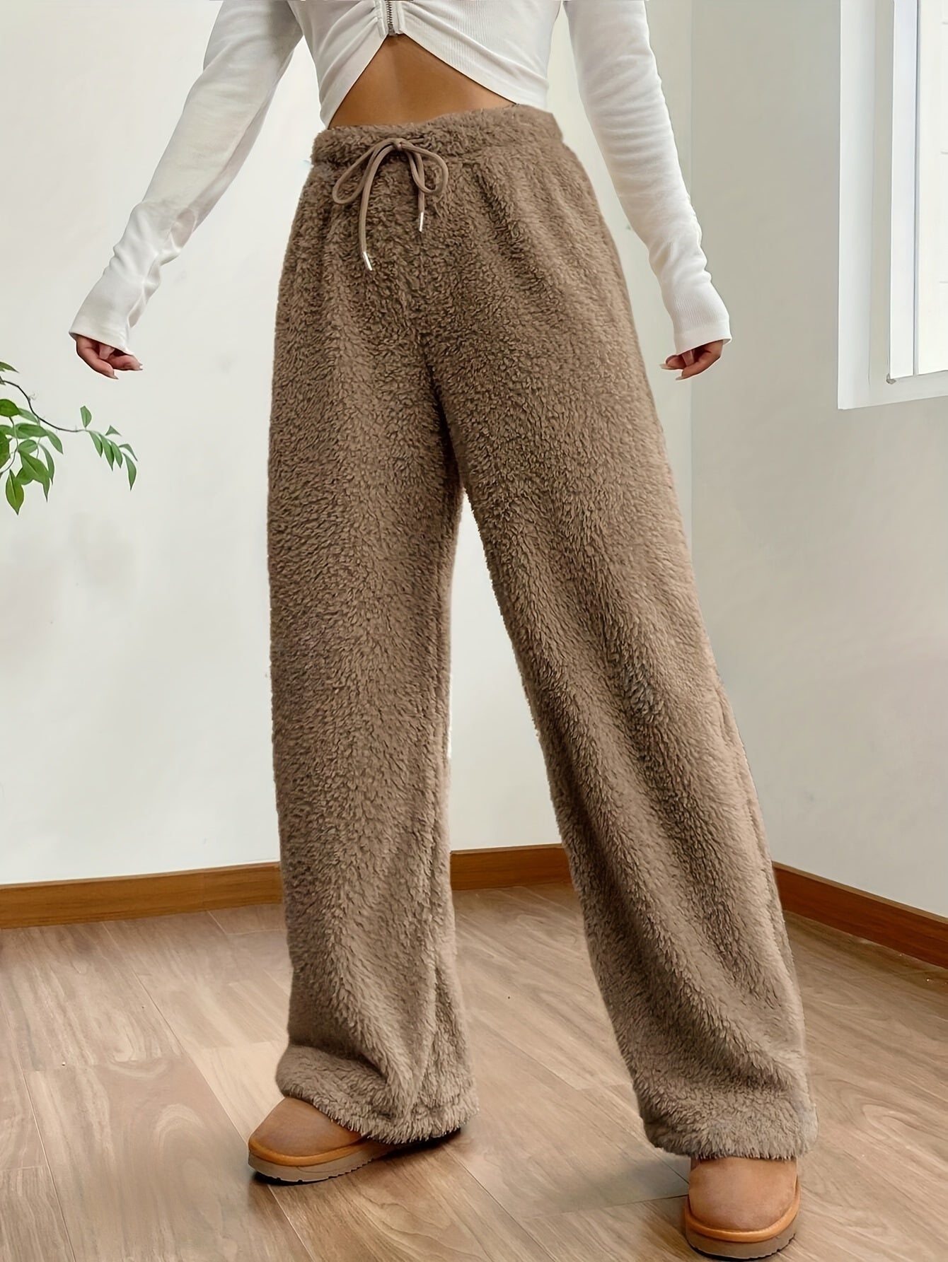 Pantalons Large À Taille Élastique Élégants pour Femmes