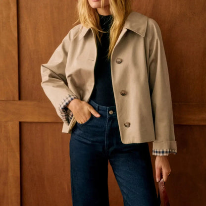 Trench-coat classique à carreaux avec col rabattu