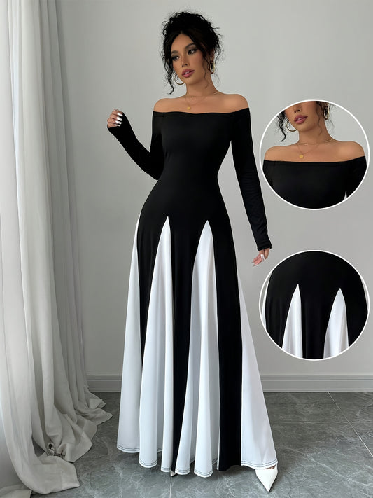 Robe Symphonique Époustouflante Épaules Dénudées Et Manches Longues Pour Femme