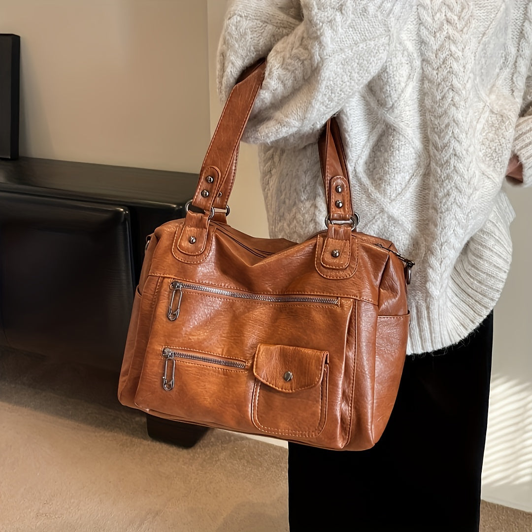 Sac Cabas Spacieux en Cuir PU pour Femmes