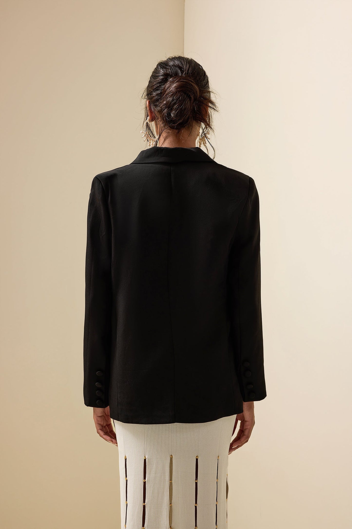 Veste Blazer à Manches Longues à Contraste Floral