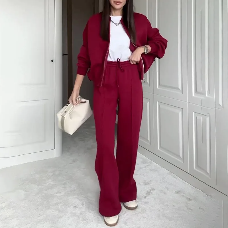 Ensemble Pantalon à Cordon et Veste Léger Chic Femme