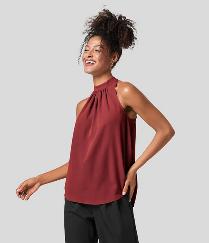 Blouse Halter Élégante Femme à Dos Ouvert