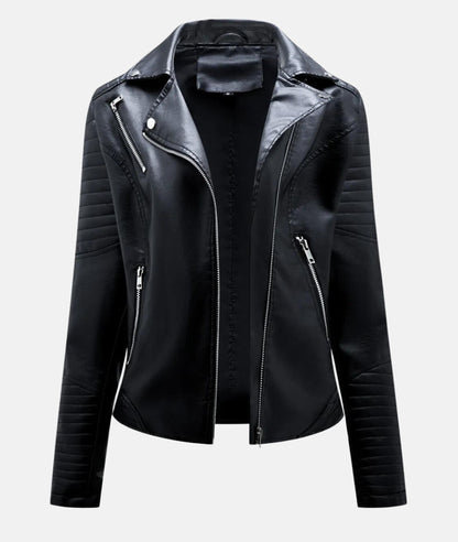 Veste de motard femme chic en cuir synthétique