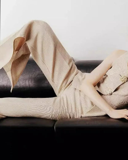 Ensemble Sophistiqué Gilet Et Pantalon Évasé Femme Pour Événements