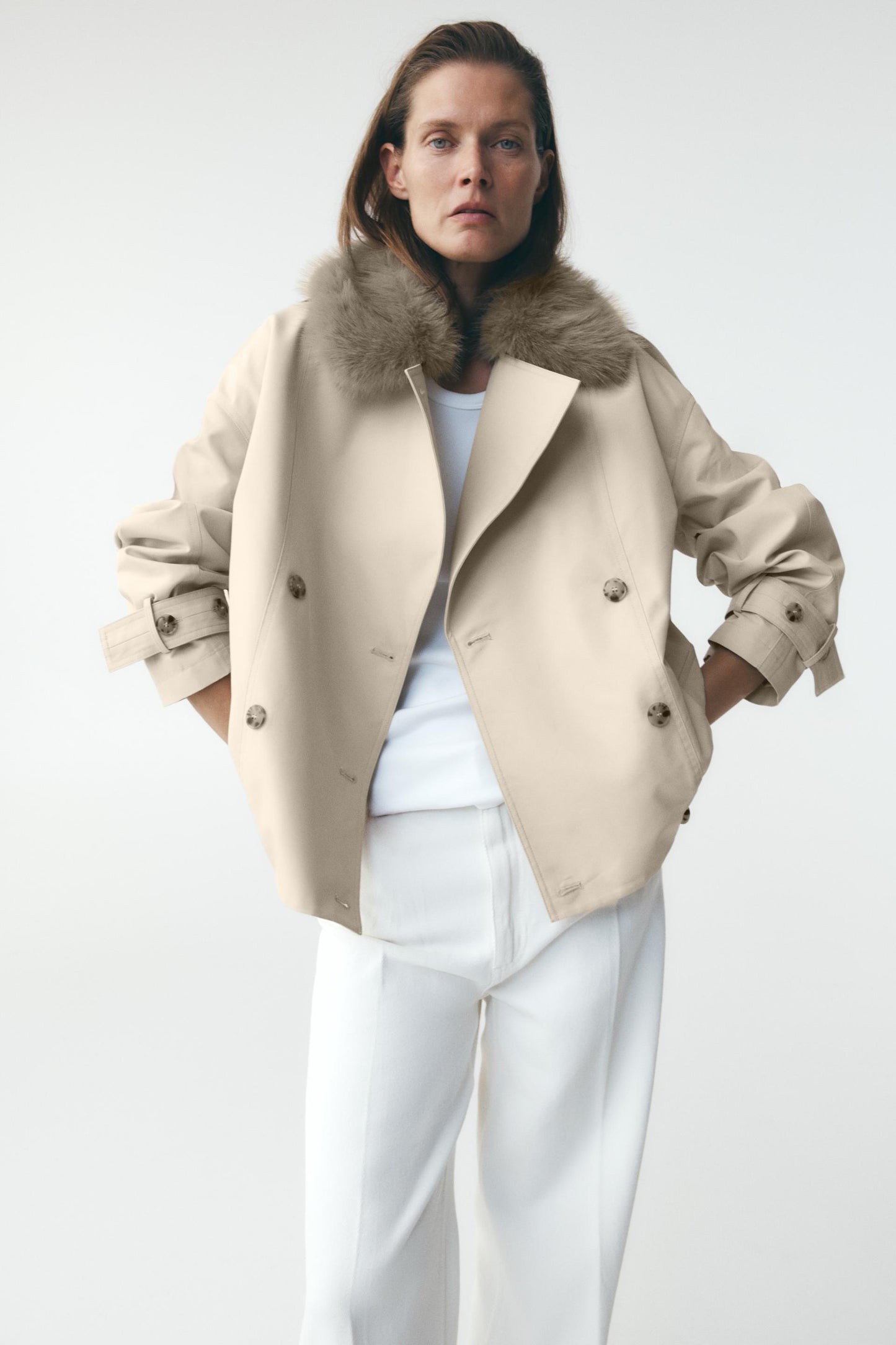 Manteau trapèze chic en fausse fourrure
