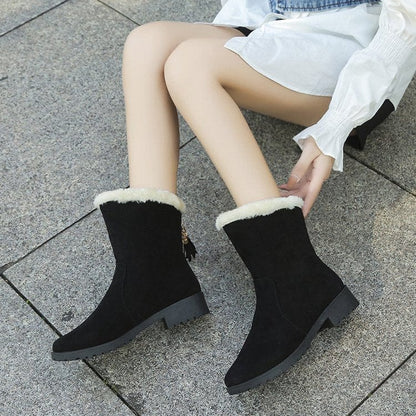 Bottes courtes en peluche douillette pour femmes, chaleur hivernale