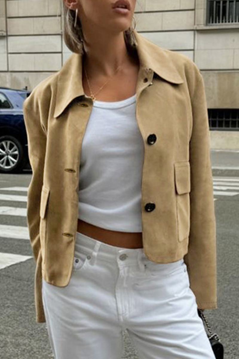 Veste décontractée à boutons avec col rabattu