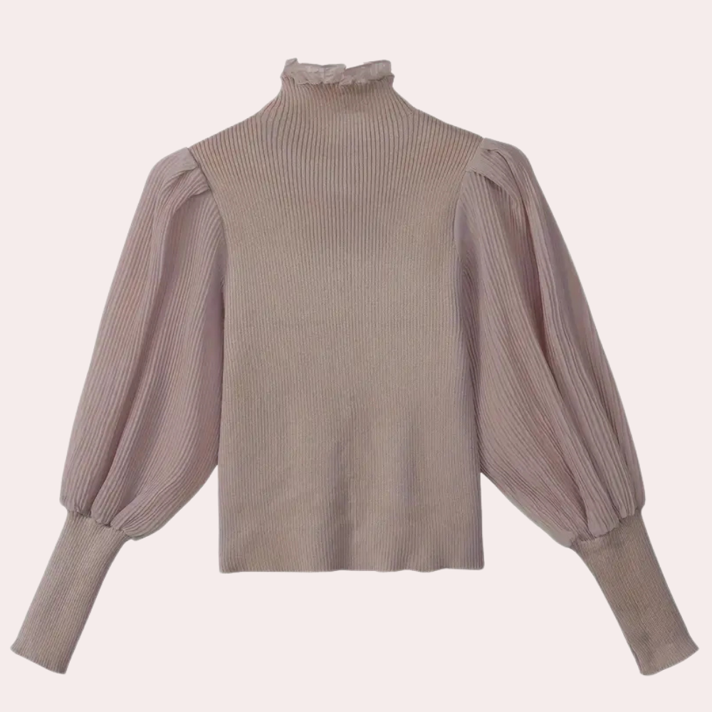 Top Longsleeve Tricoté à Épaules Bouffantes pour Femmes