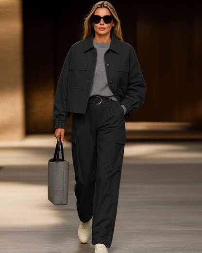 Ensemble moderne veste utilitaire et pantalon cargo