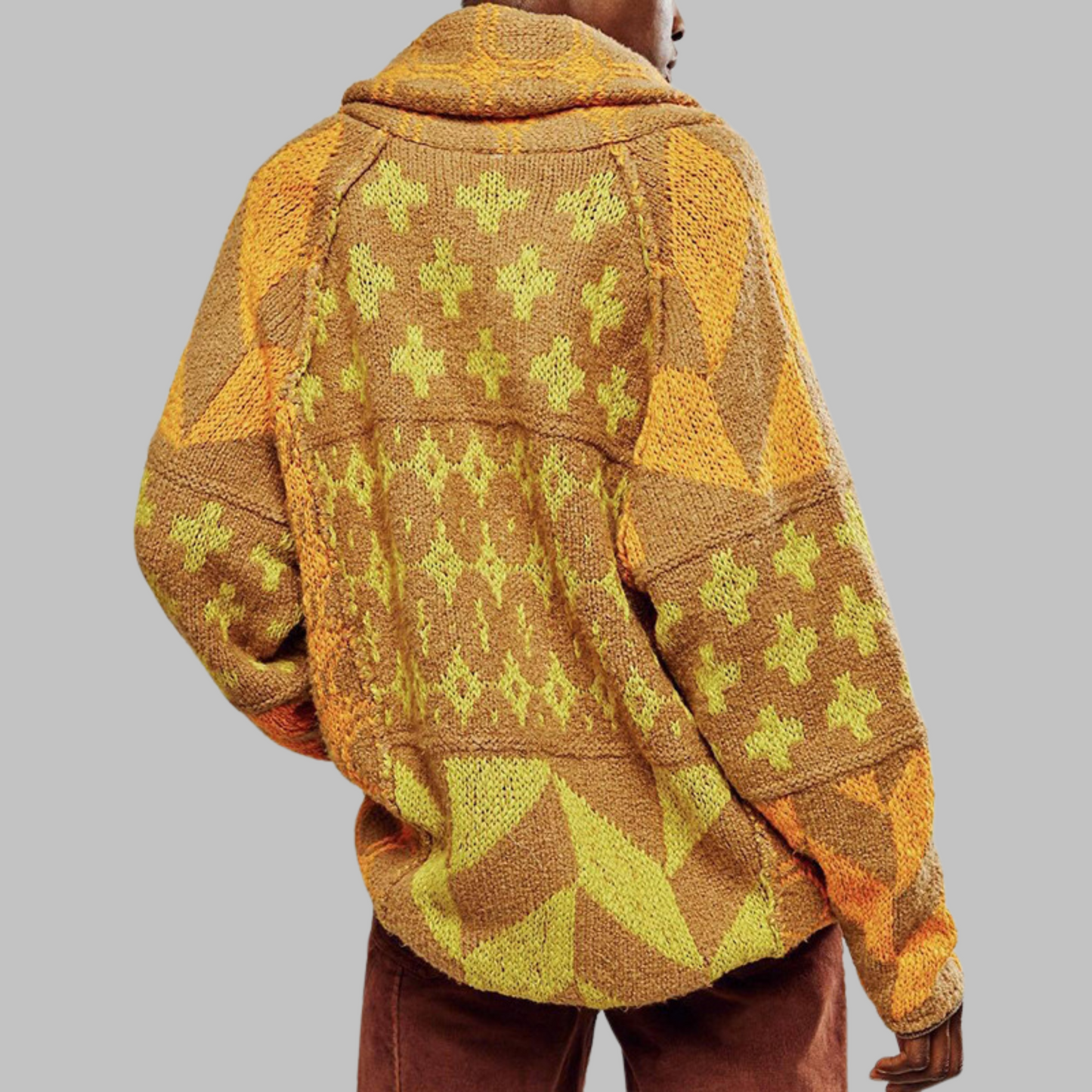 Veste Douillette et Souple avec Motifs Géométriques Modernes