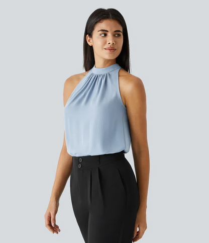 Blouse Halter Élégante Femme à Dos Ouvert