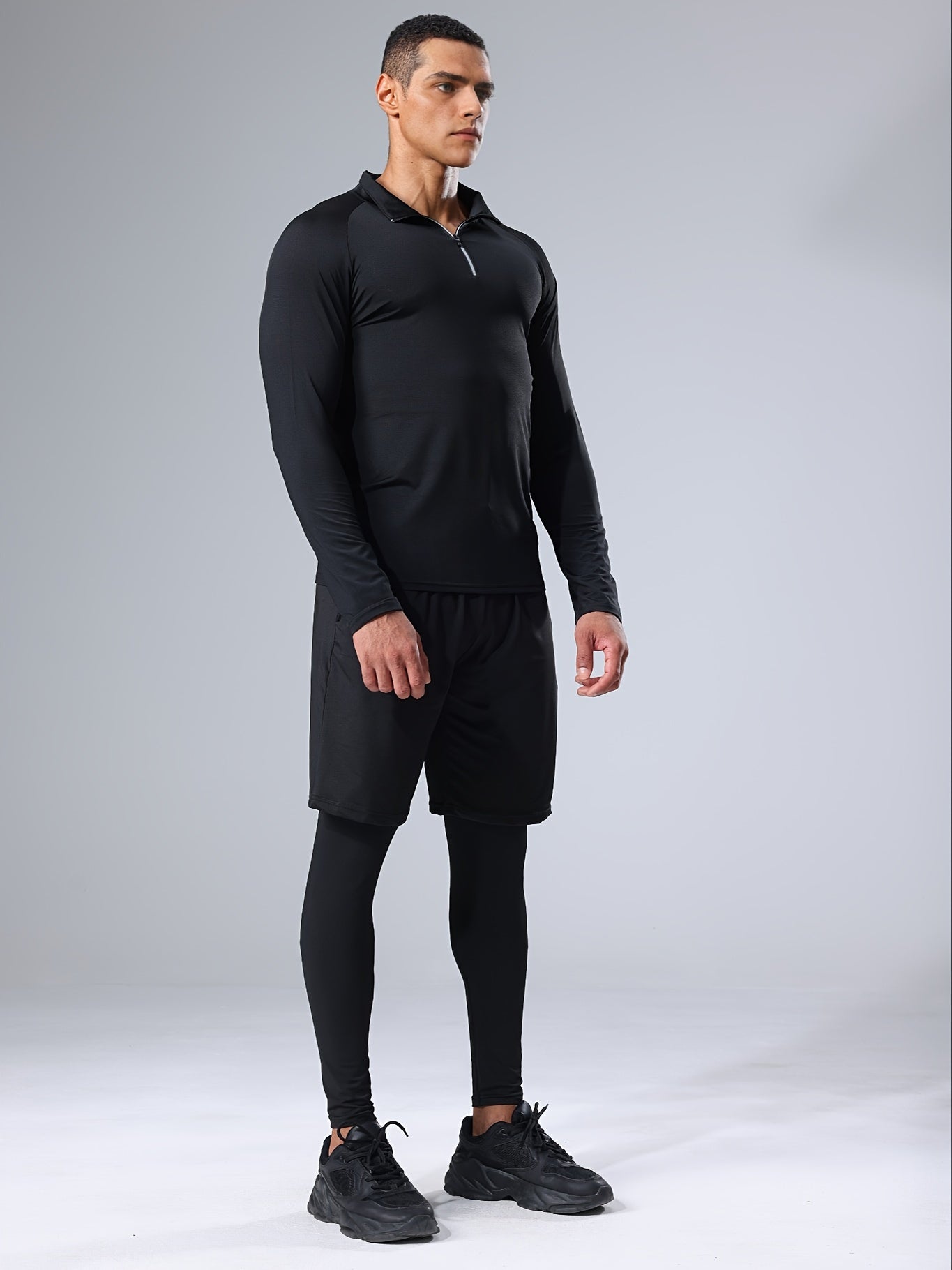 Ensemble Athlétique Noir 3pcs Dynamique pour Hommes