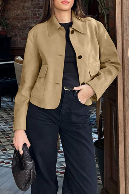 Veste décontractée à boutons avec col rabattu