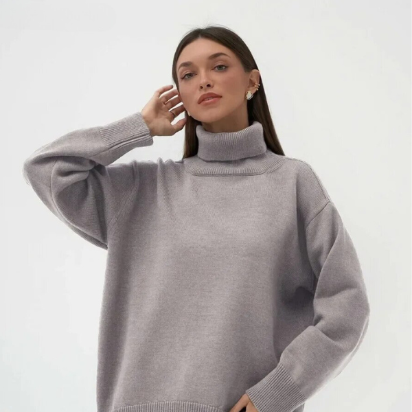 Pull en turtleneck classique oversize pour femmes