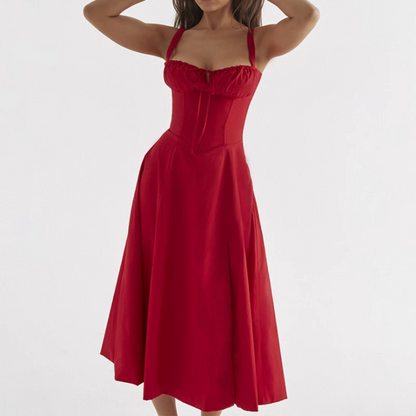 Robe Midi Bohème Florale Élégante Sans Manches