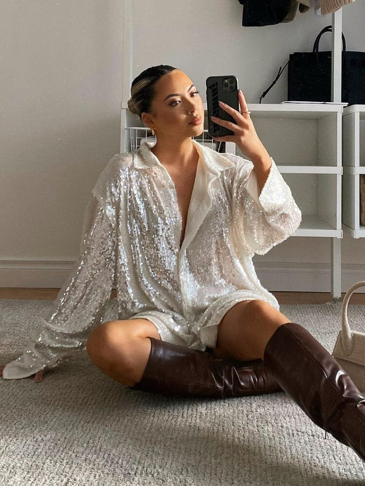 Robe Chemise Oversize Glitters pour Femmes