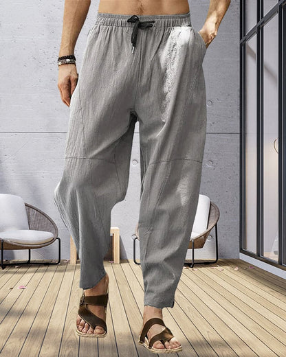 Pantalons Amples en Tissu Aéré Hommes Avec Taille Élastique