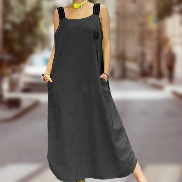 Robe maxi fluide avec larges bretelles et poches