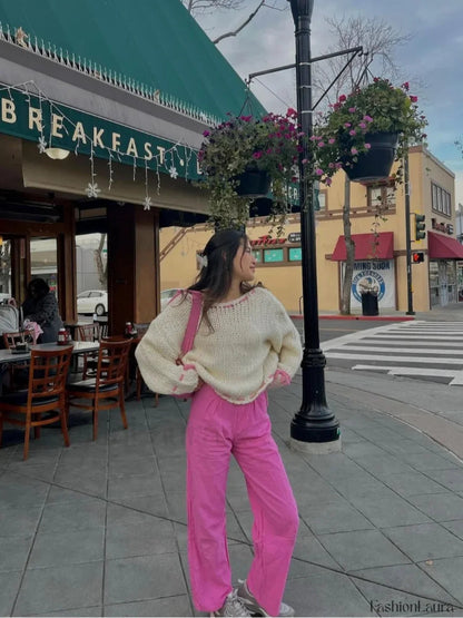 Pull-over en maille confortable avec détails contrastants