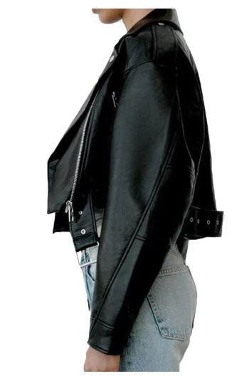 Blouson de motard en cuir noir classique