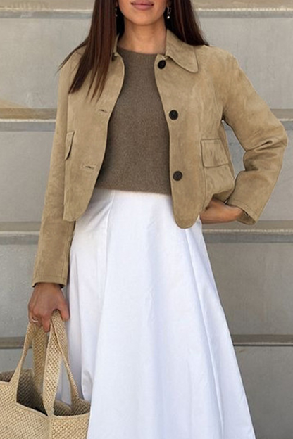 Veste décontractée à boutons avec col rabattu