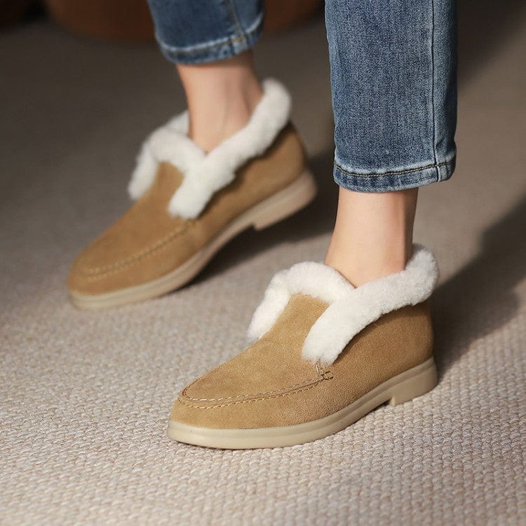 Bottes chelsea confortables en suède doublées de fourrure