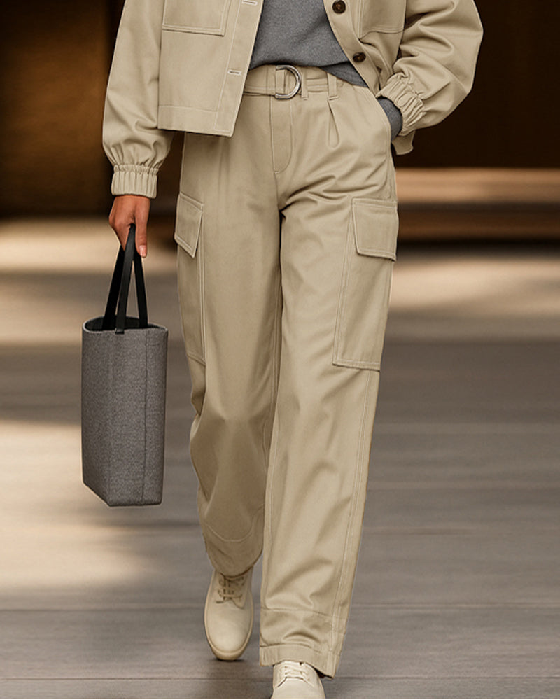 Ensemble moderne veste utilitaire et pantalon cargo