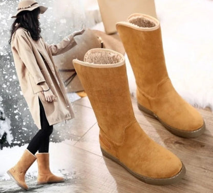 Bottes Hautes en Velours et Fourrure pour Femmes